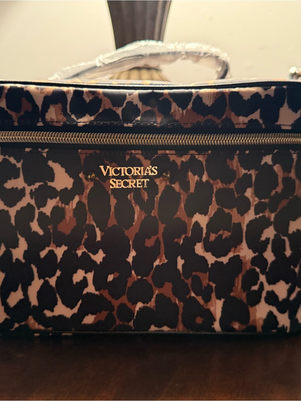 Victoria's Secret Leopard Cosmetic Case in Brown & Black